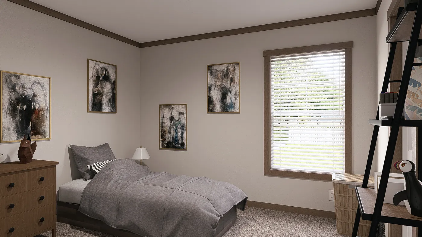 The EVERETT Guest Bedroom. This Manufactured Mobile Home features 4 bedrooms and 3 baths.