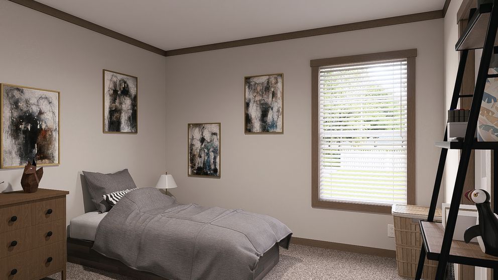 The EVERETT Guest Bedroom. This Manufactured Mobile Home features 4 bedrooms and 3 baths.