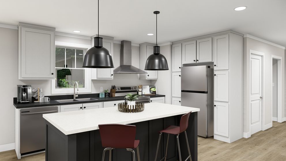The LEAN ON ME Kitchen. This Manufactured Mobile Home features 3 bedrooms and 2 baths.