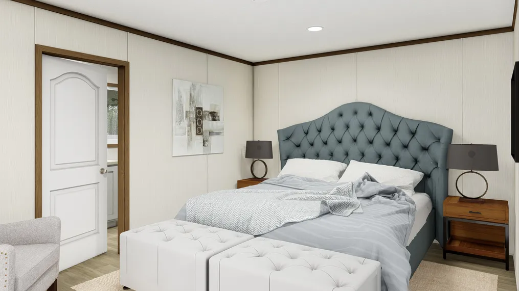 The INTUITION Bedroom. This Manufactured Mobile Home features 3 bedrooms and 2 baths.