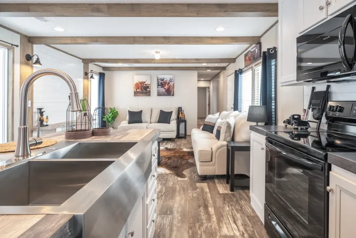 The RIVERHAVEN Kitchen. This Manufactured Mobile Home features 3 bedrooms and 2 baths.