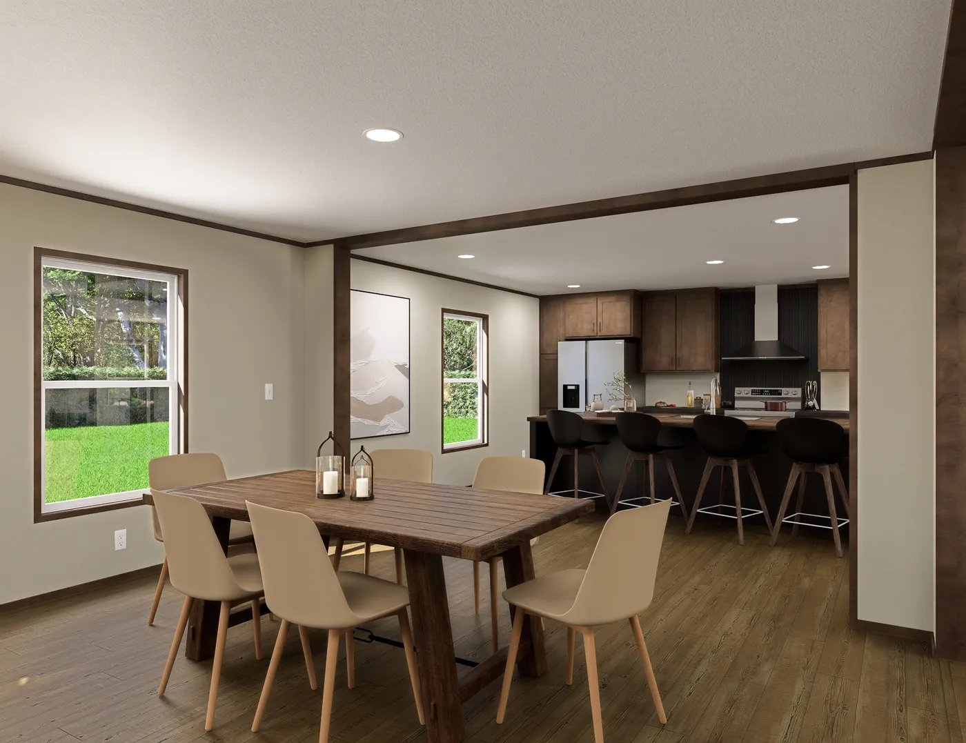 The EVEREST Dining Area. This Manufactured Mobile Home features 4 bedrooms and 2 baths.