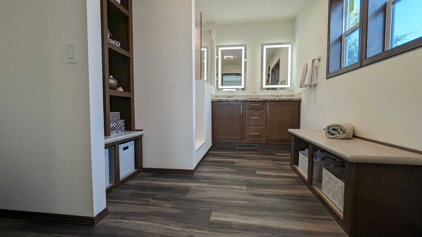 The LEGEND 327-1 Primary Bathroom. This Manufactured Mobile Home features 3 bedrooms and 2 baths.