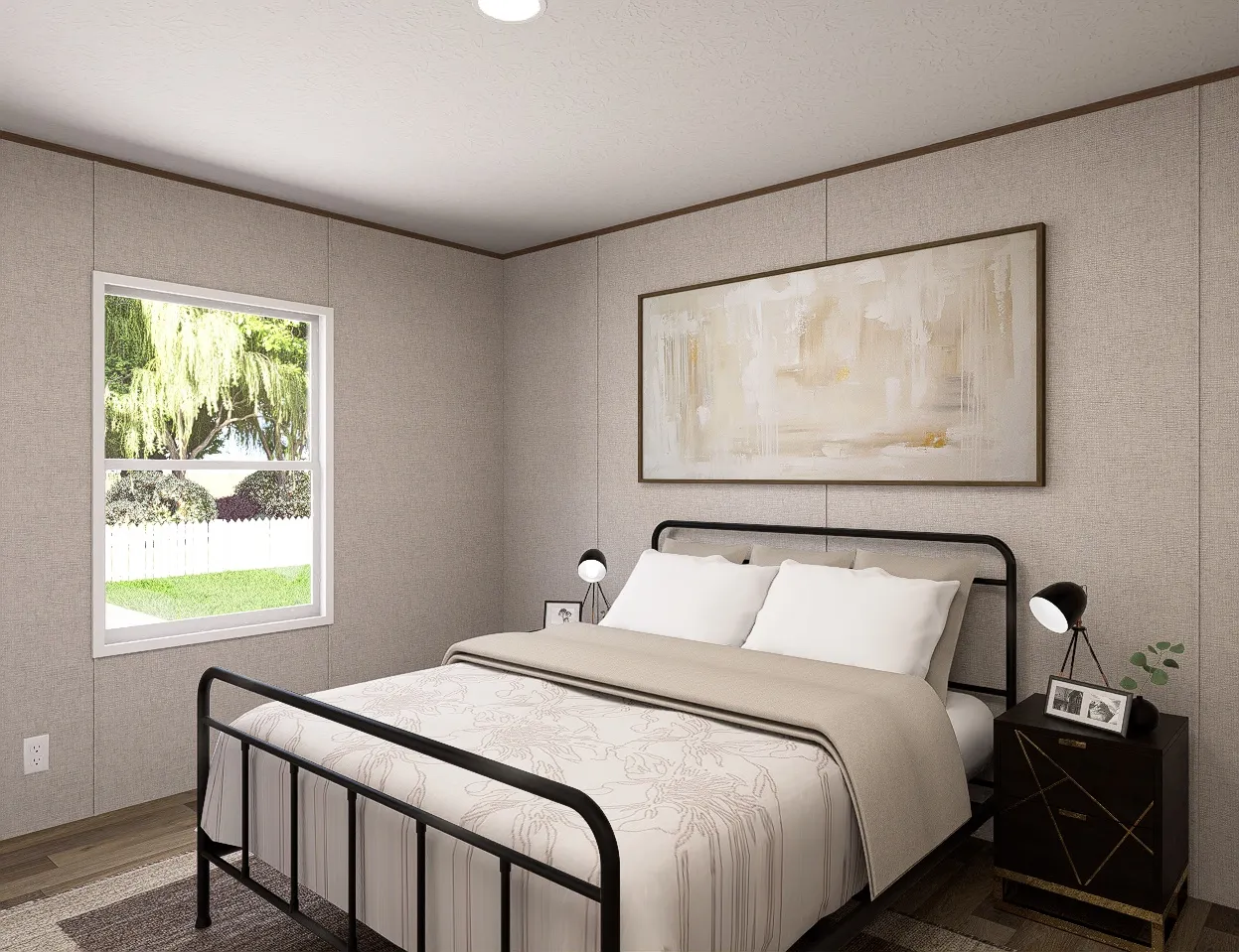 The REDWOOD Guest Bedroom. This Manufactured Mobile Home features 5 bedrooms and 3 baths.
