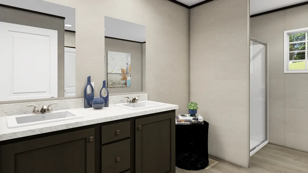 The ULTRA PRO HERCULES 28X68 3BR Primary Bathroom. This Manufactured Mobile Home features 3 bedrooms and 2 baths.