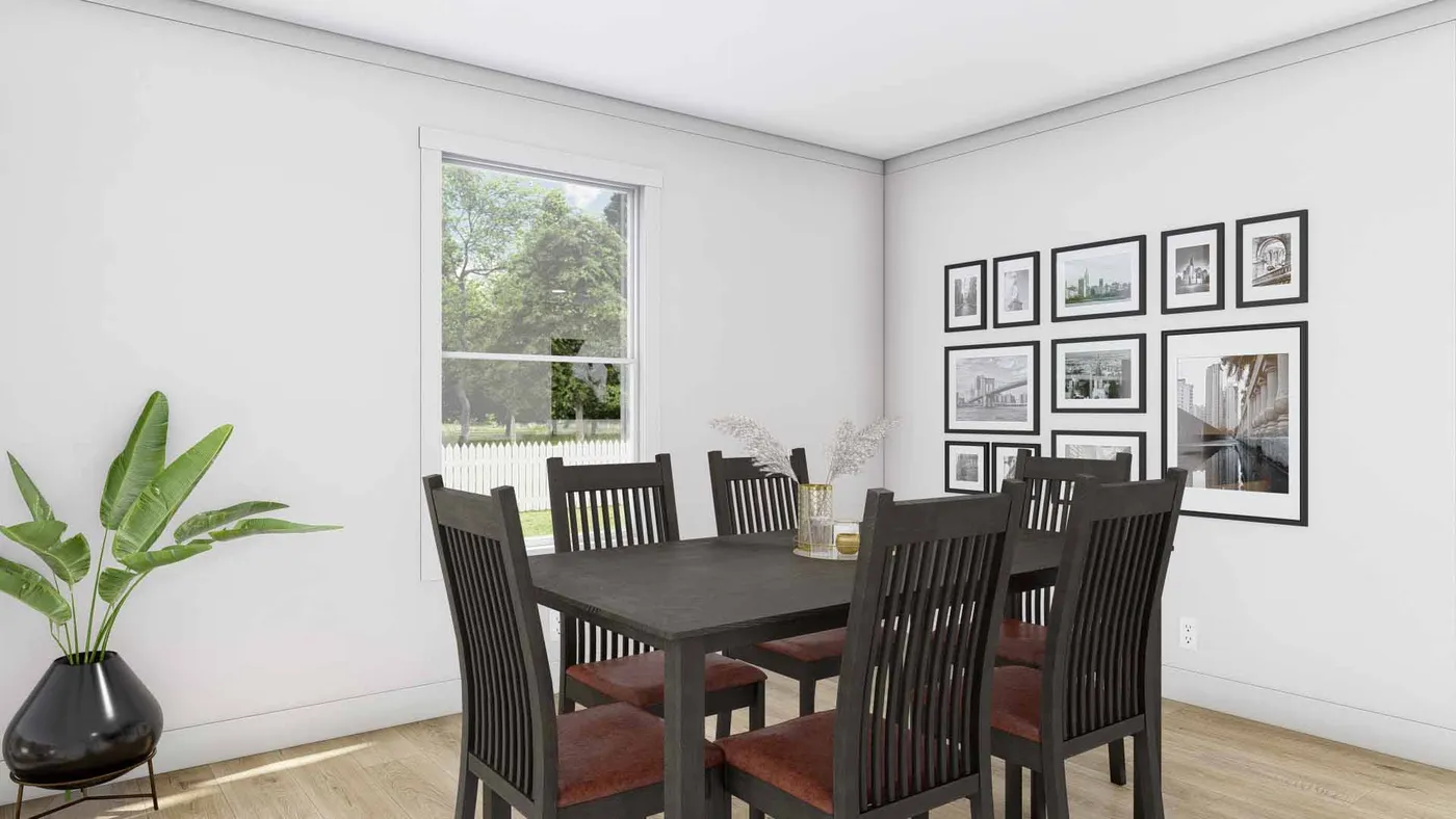 The JOHNNY B GOODE Dining Room. This Modular Home features 3 bedrooms and 2 baths.