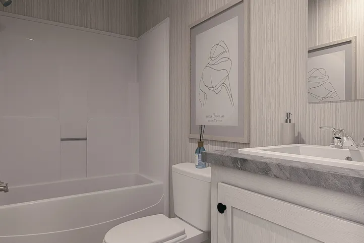 The MAYNARDVILLE CLASSIC 56 Guest Bathroom. This Manufactured Mobile Home features 2 bedrooms and 2 baths.