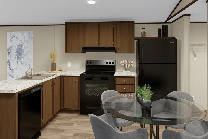 The GLORY Kitchen. This Manufactured Mobile Home features 3 bedrooms and 2 baths.