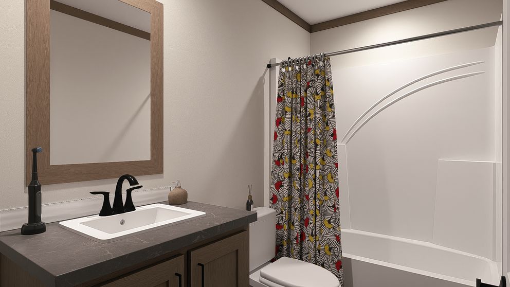The FARM 4 FLEX Guest Bathroom. This Manufactured Mobile Home features 4 bedrooms and 3 baths.