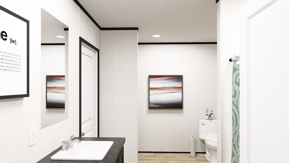 The SOLACE Primary Bathroom. This Manufactured Mobile Home features 4 bedrooms and 2 baths.