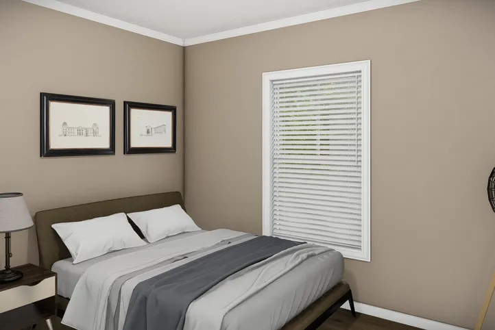 The THE BANDON Bedroom. This Manufactured Mobile Home features 3 bedrooms and 2 baths.