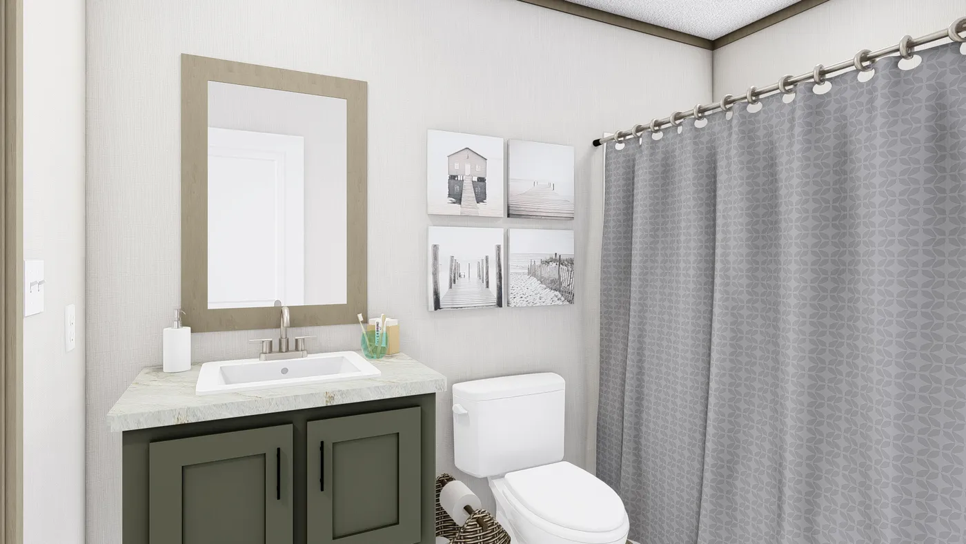 The COOK Guest Bathroom. This Manufactured Mobile Home features 3 bedrooms and 2 baths.