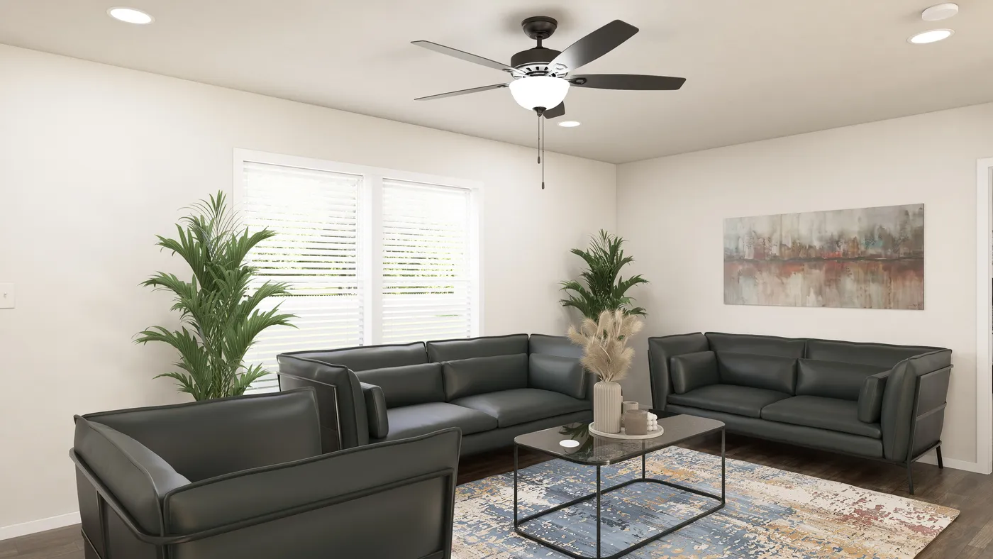 The DRM682F 68'              DREAM Living Room. This Manufactured Mobile Home features 4 bedrooms and 2 baths.