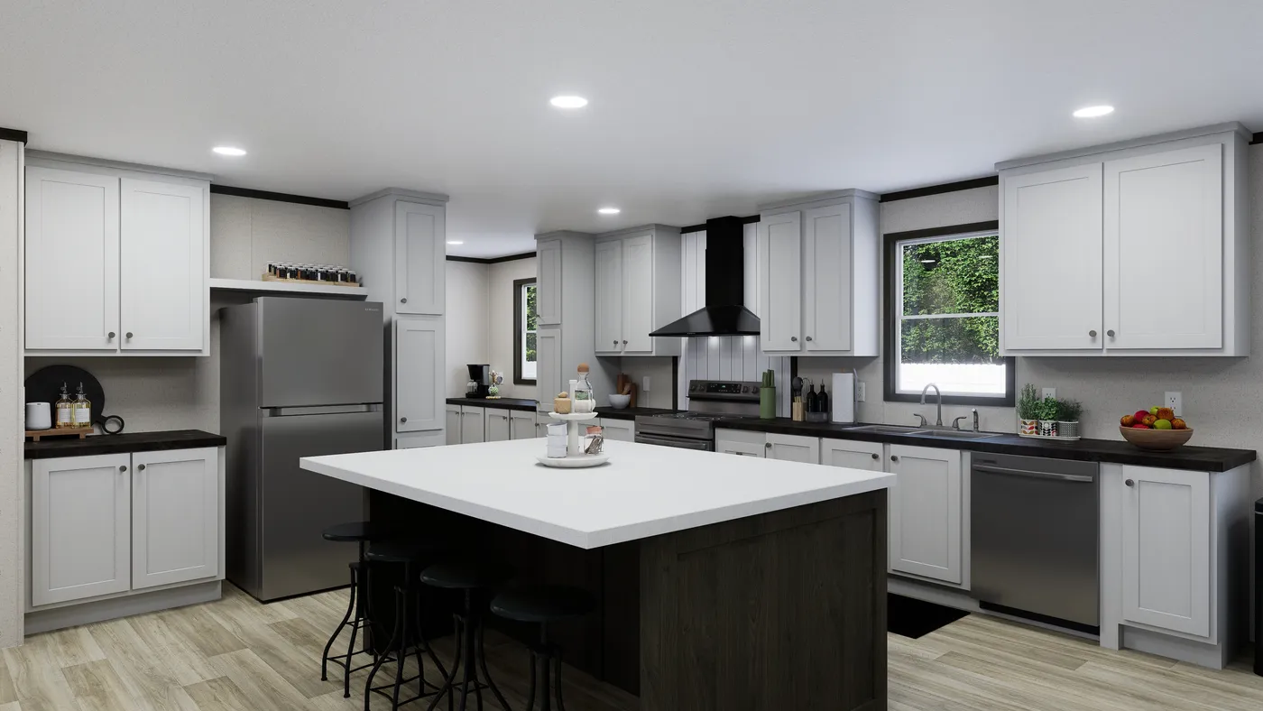 The VENTURE Kitchen. This Manufactured Mobile Home features 4 bedrooms and 2 baths.