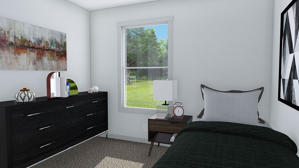 The RISING SUN Bedroom. This Manufactured Mobile Home features 2 bedrooms and 2 baths.
