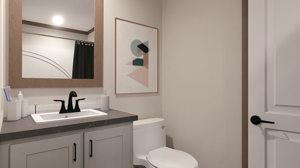 The EVERETT ELITE Guest Bathroom. This Manufactured Mobile Home features 4 bedrooms and 3 baths.