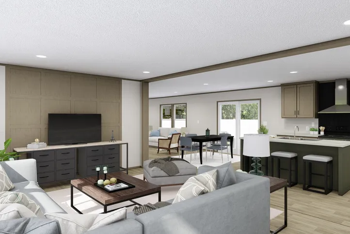 The MOROCCO Living Room. This Manufactured Mobile Home features 4 bedrooms and 2 baths.