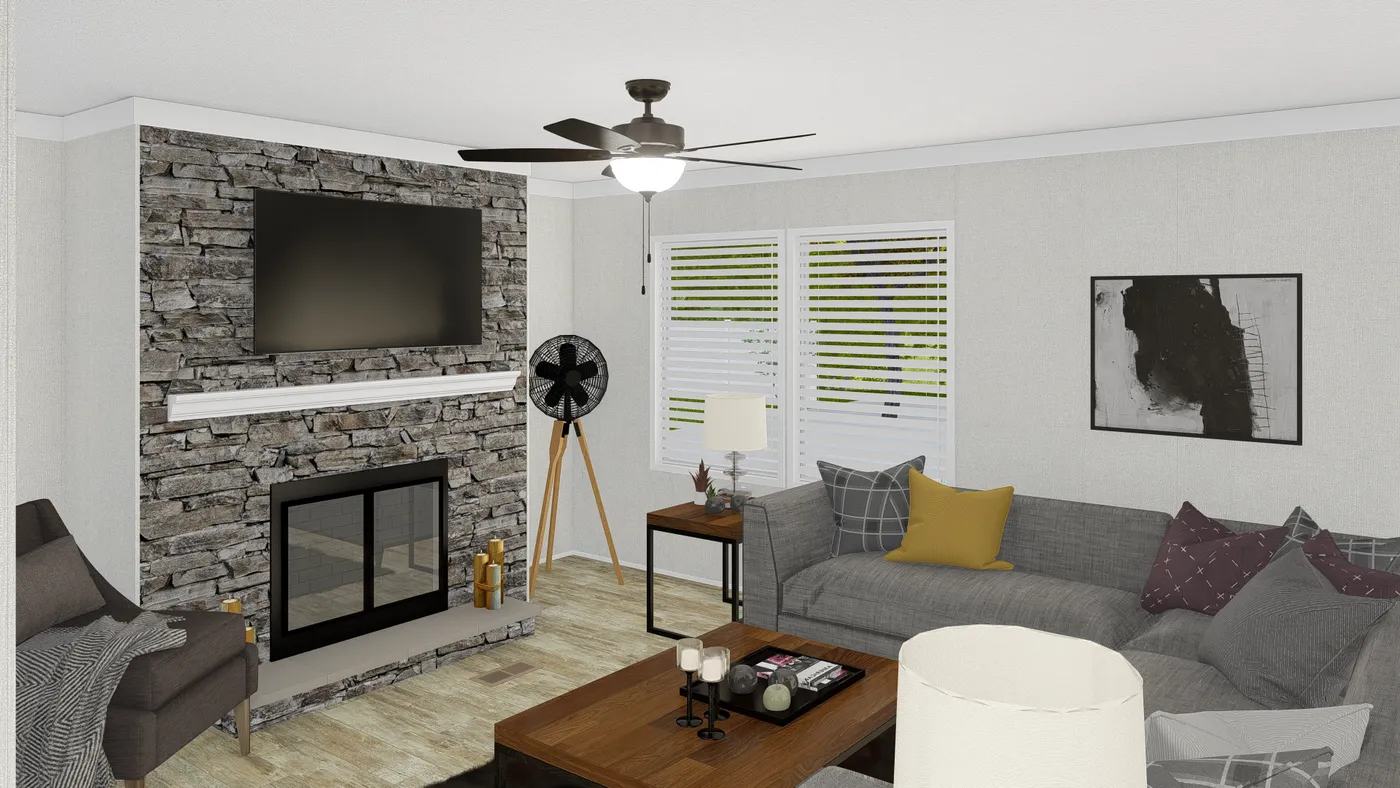 The GRAND LIVING 76 Den. This Manufactured Mobile Home features 4 bedrooms and 2 baths.