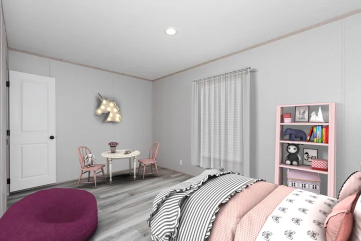 The THE ANNIVERSARY ISLANDER Guest Bedroom. This Manufactured Mobile Home features 3 bedrooms and 2 baths.