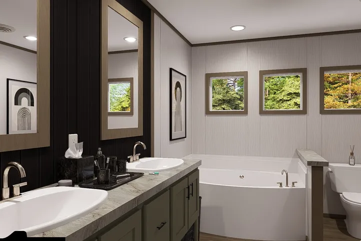 The CROCKETT Primary Bathroom. This Manufactured Mobile Home features 3 bedrooms and 2 baths.