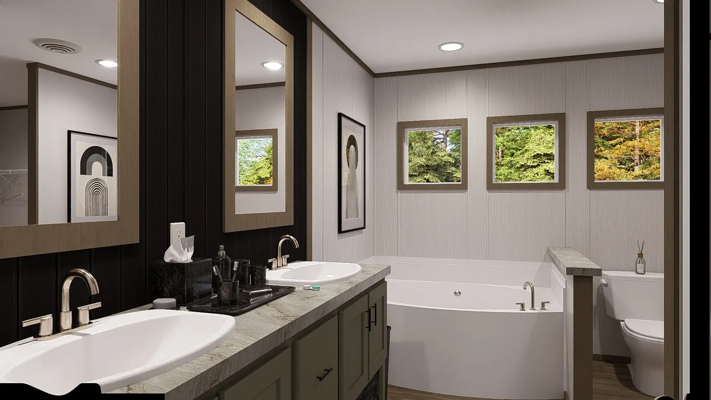 The CROCKETT Primary Bathroom. This Manufactured Mobile Home features 3 bedrooms and 2 baths.