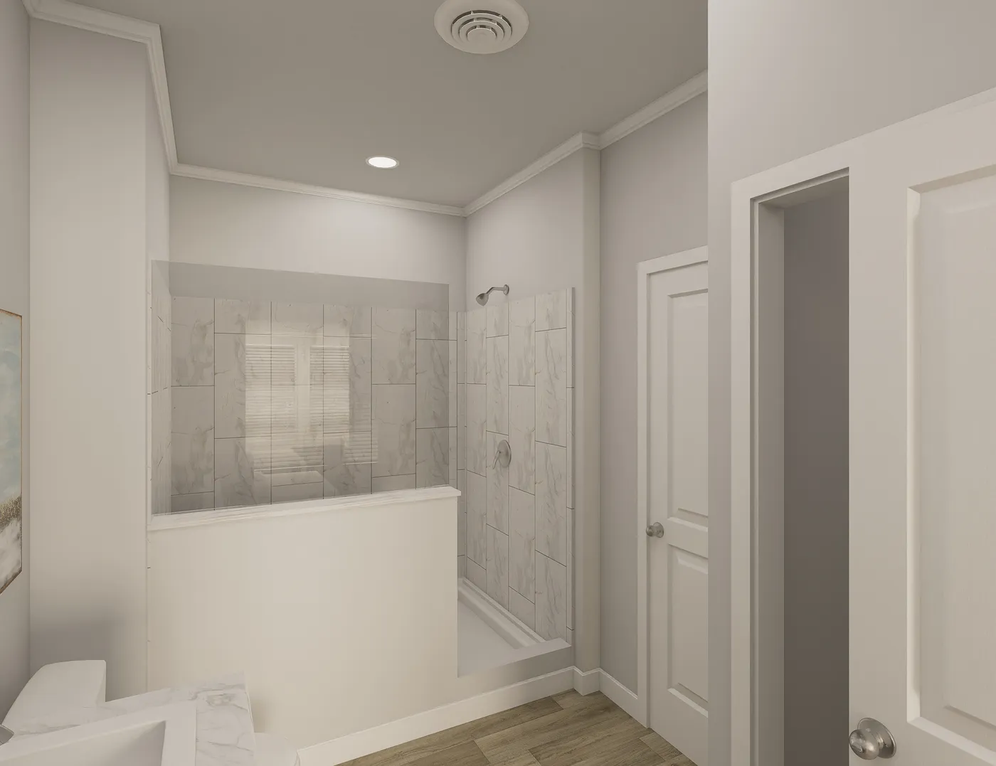 The THE ELITE 52 Primary Bathroom. This Manufactured Mobile Home features 3 bedrooms and 2 baths.