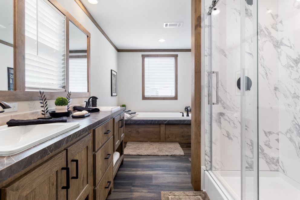 The ISABELLA ELITE Primary Bathroom. This Manufactured Mobile Home features 3 bedrooms and 2 baths.