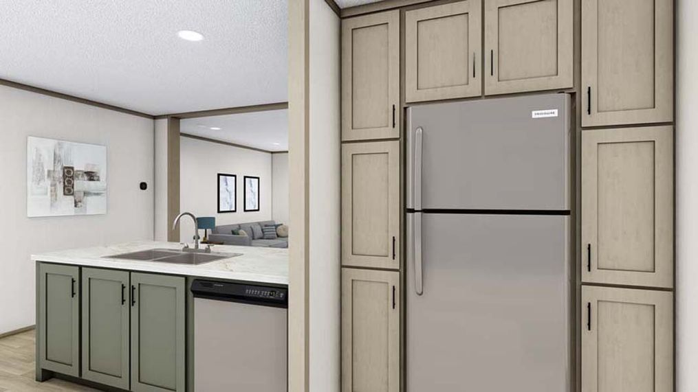 The DRAKE   28X40 Kitchen. This Manufactured Mobile Home features 3 bedrooms and 2 baths.