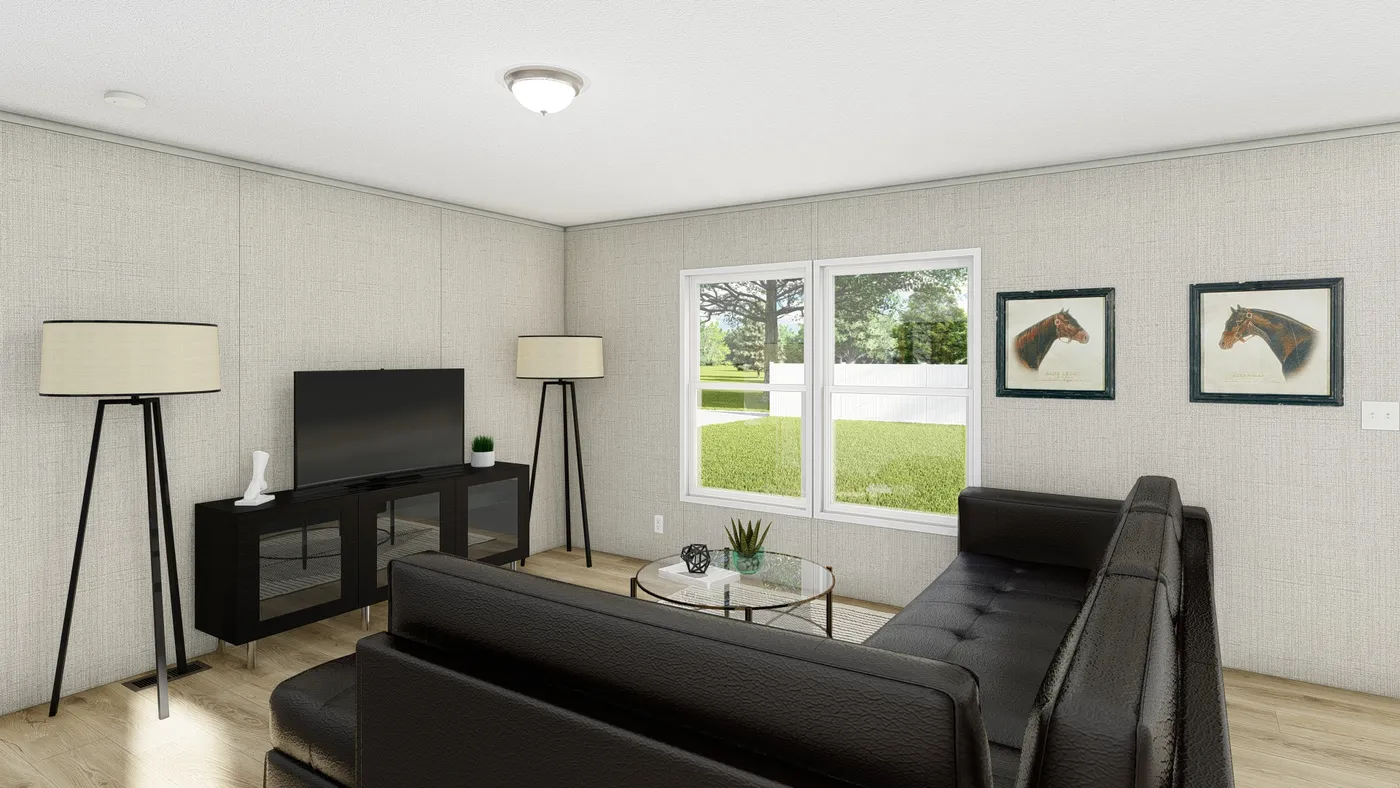 The COASTAL BREEZE I  16X72 Living Room. This Manufactured Mobile Home features 3 bedrooms and 2 baths.