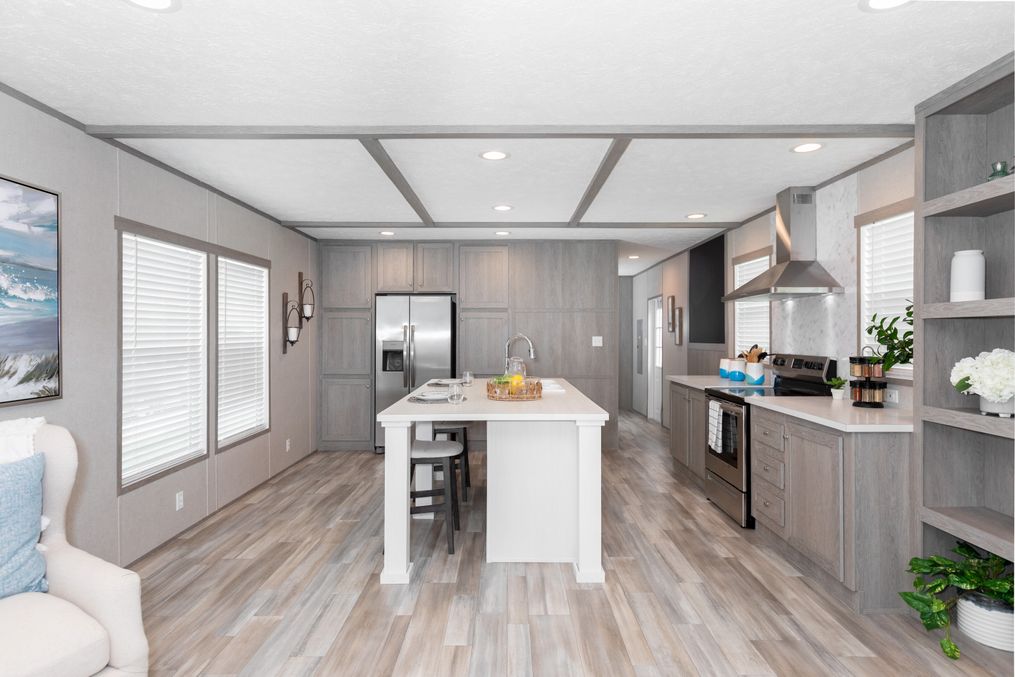 The PLATINUM ANNIVERSARY Kitchen. This Manufactured Mobile Home features 3 bedrooms and 2 baths.