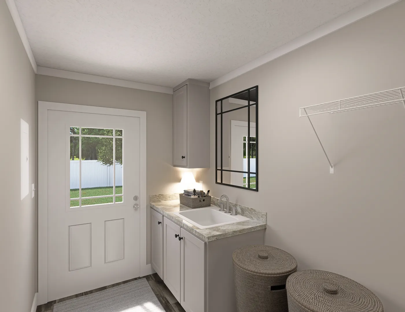 The BROOKLINE FLEX 32 WIDE Utility Room. This Manufactured Mobile Home features 4 bedrooms and 3 baths.