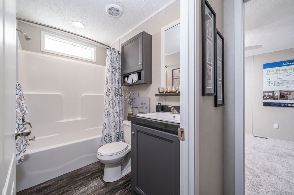 The RIVERVIEW Exterior. This Manufactured Mobile Home features 2 bedrooms and 2 baths.