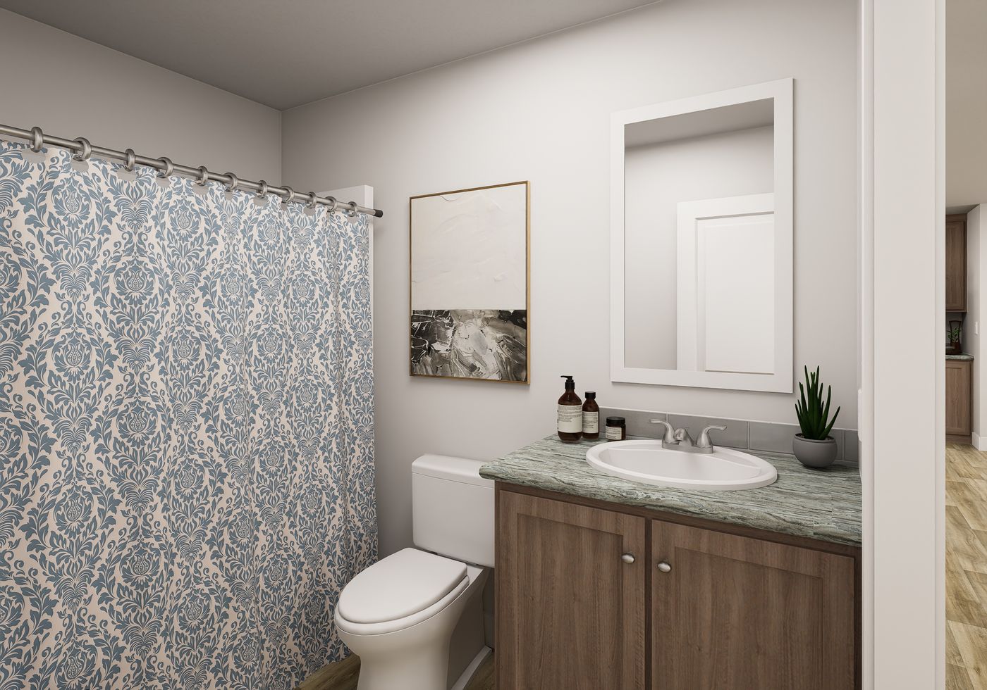 The RIGHT CHOICE 109 Guest Bathroom. This Manufactured Mobile Home features 4 bedrooms and 2 baths.