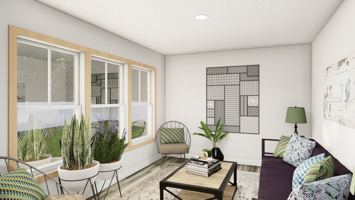 The LEGACY 377 Sun Room. This Manufactured Mobile Home features 3 bedrooms and 2 baths.