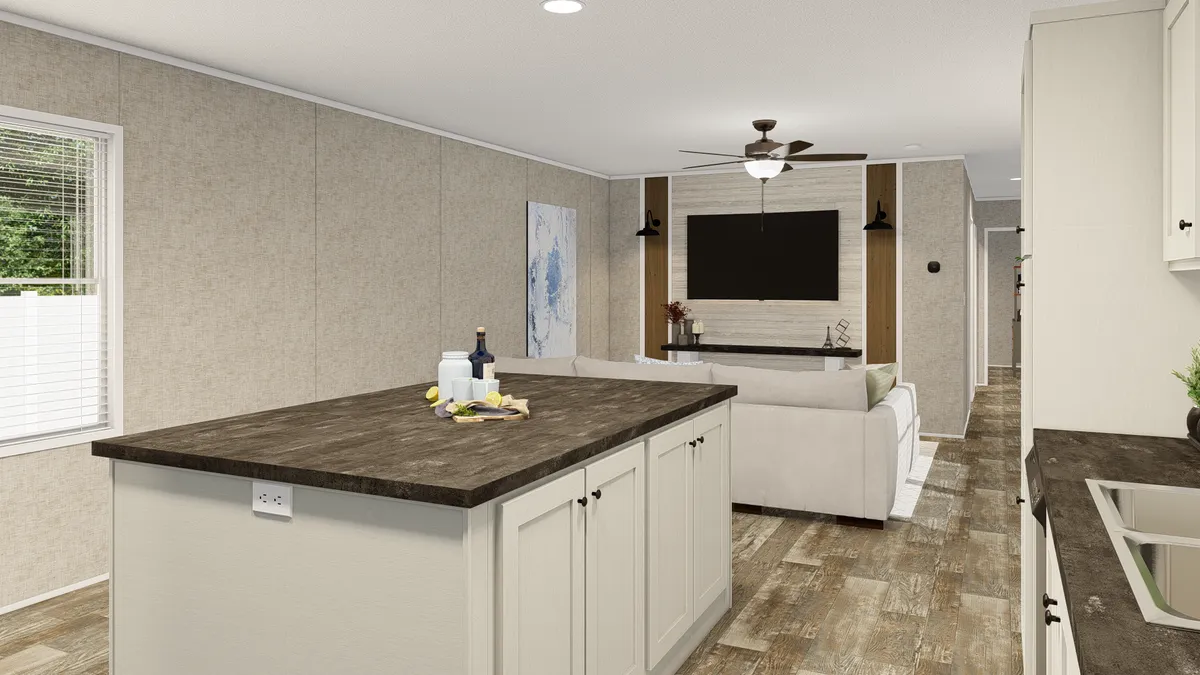 The GRAND LIVING 76C Exterior. This Manufactured Mobile Home features 3 bedrooms and 2 baths.