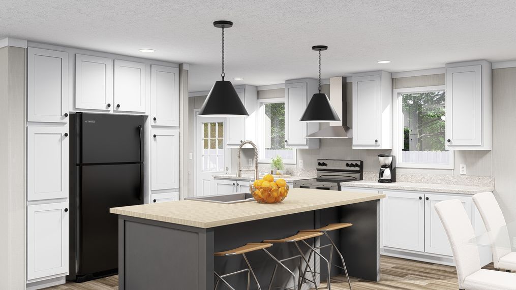The THE FUSION 32H Kitchen. This Manufactured Mobile Home features 5 bedrooms and 3 baths.