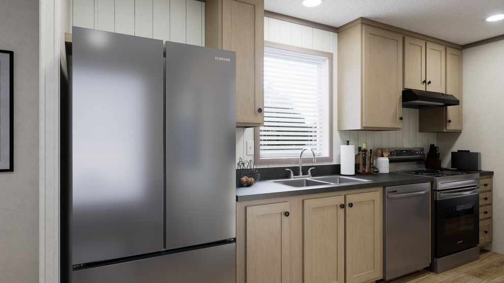 The 6614-CC02 CLEARPATH 66 Kitchen. This Manufactured Mobile Home features 3 bedrooms and 2 baths.