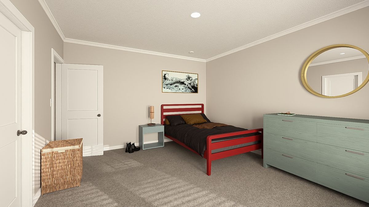 The THE HEXAGON Bedroom. This Manufactured Mobile Home features 4 bedrooms and 3 baths.