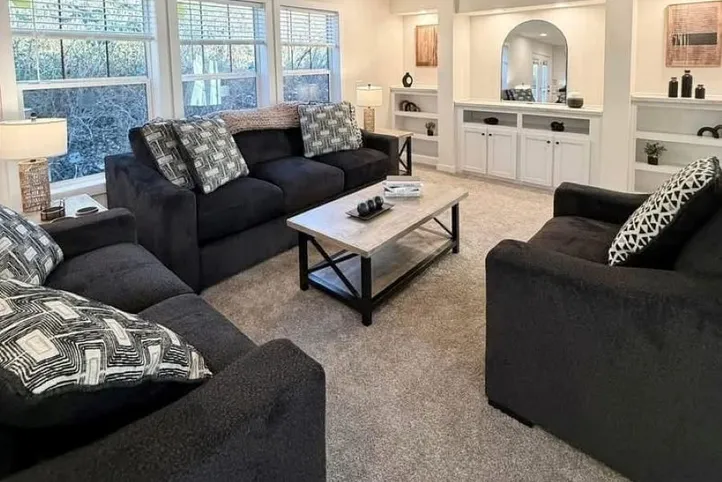 The TOMPKINS BLVD/6428-MS029-1 SEC Living Room. This Manufactured Mobile Home features 3 bedrooms and 2 baths.