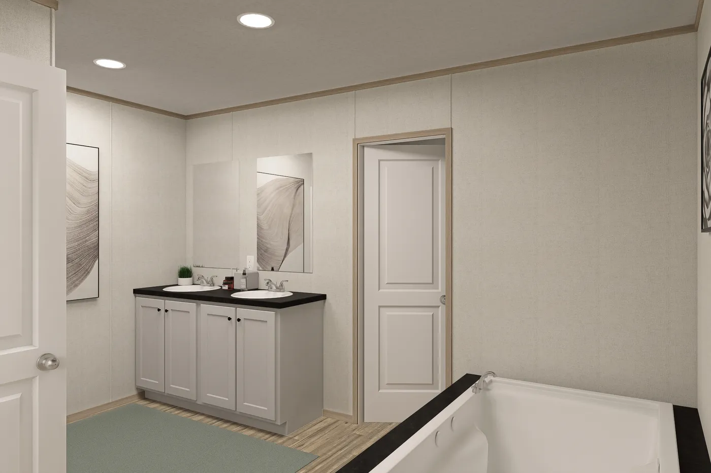 The THE EAGLE 76 Primary Bathroom. This Manufactured Mobile Home features 5 bedrooms and 2 baths.
