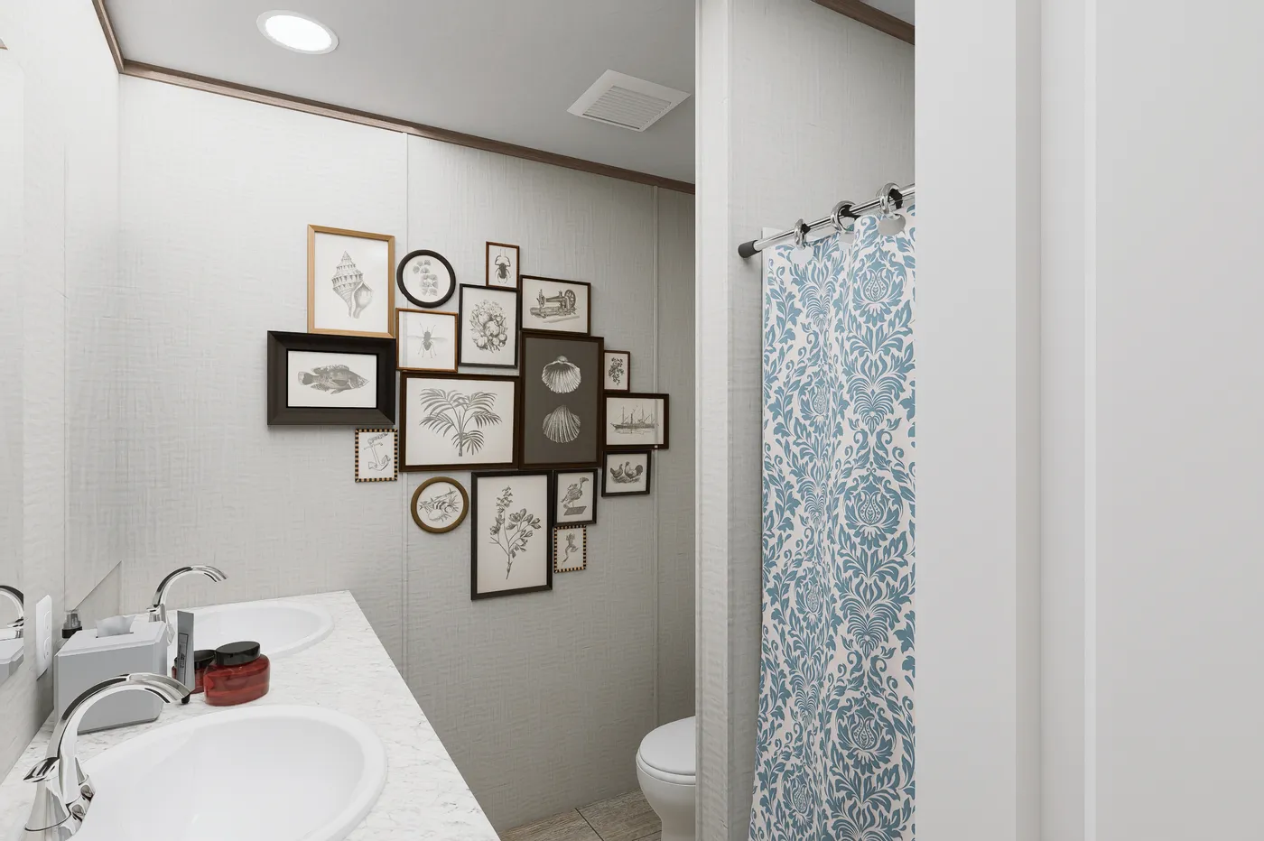 The ULTRA FLEX 76 Guest Bathroom. This Manufactured Mobile Home features 4 bedrooms and 2 baths.