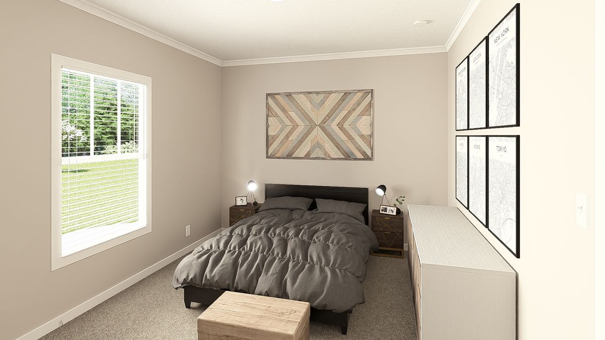 The THE HEXAGON Bedroom. This Manufactured Mobile Home features 4 bedrooms and 3 baths.