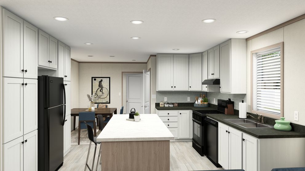 The 7616-4714 THE PULSE Kitchen. This Manufactured Mobile Home features 3 bedrooms and 2 baths.