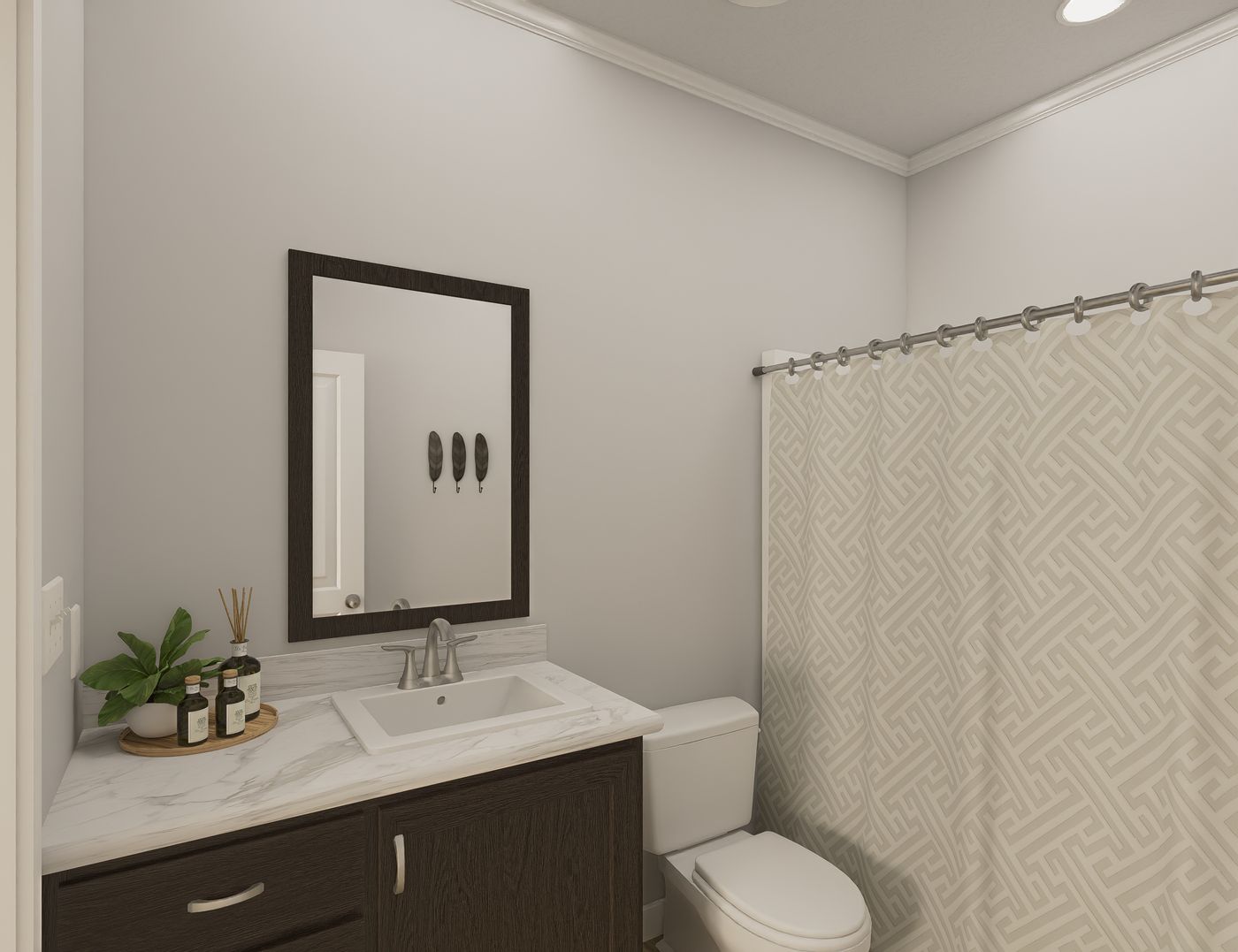 The THE ELITE 52 Guest Bathroom. This Manufactured Mobile Home features 3 bedrooms and 2 baths.