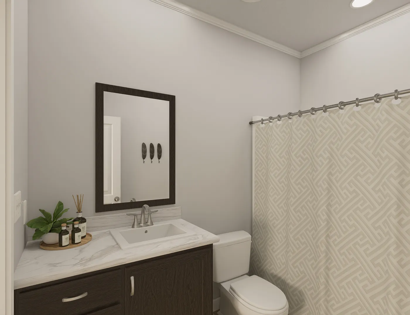 The THE ELITE 52 Guest Bathroom. This Manufactured Mobile Home features 3 bedrooms and 2 baths.