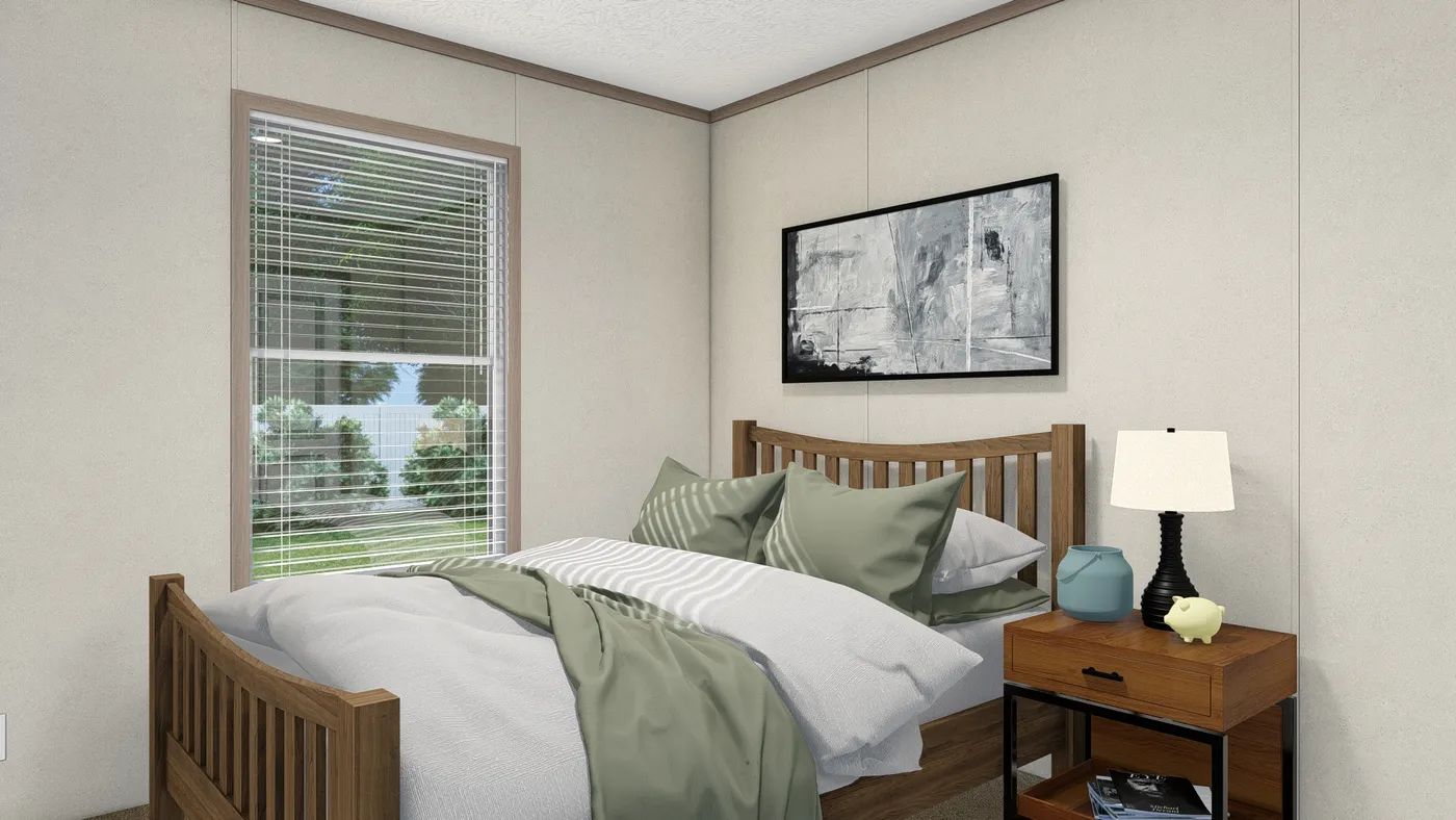 The 4428-E781 THE PULSE Guest Bedroom. This Manufactured Mobile Home features 3 bedrooms and 2 baths.