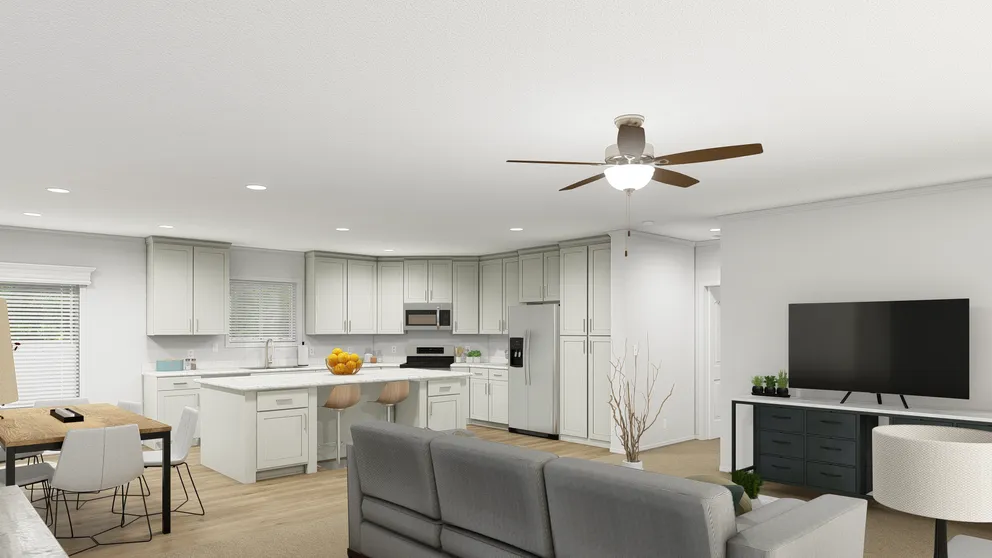 The TU3068A Living Room. This Manufactured Mobile Home features 4 bedrooms and 2 baths.