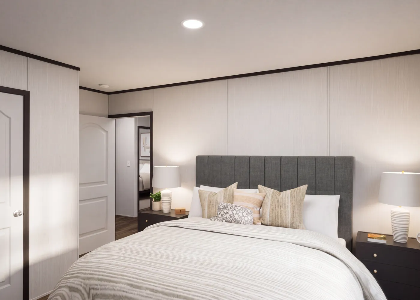 The THE FUSION 32H Bedroom. This Manufactured Mobile Home features 5 bedrooms and 3 baths.