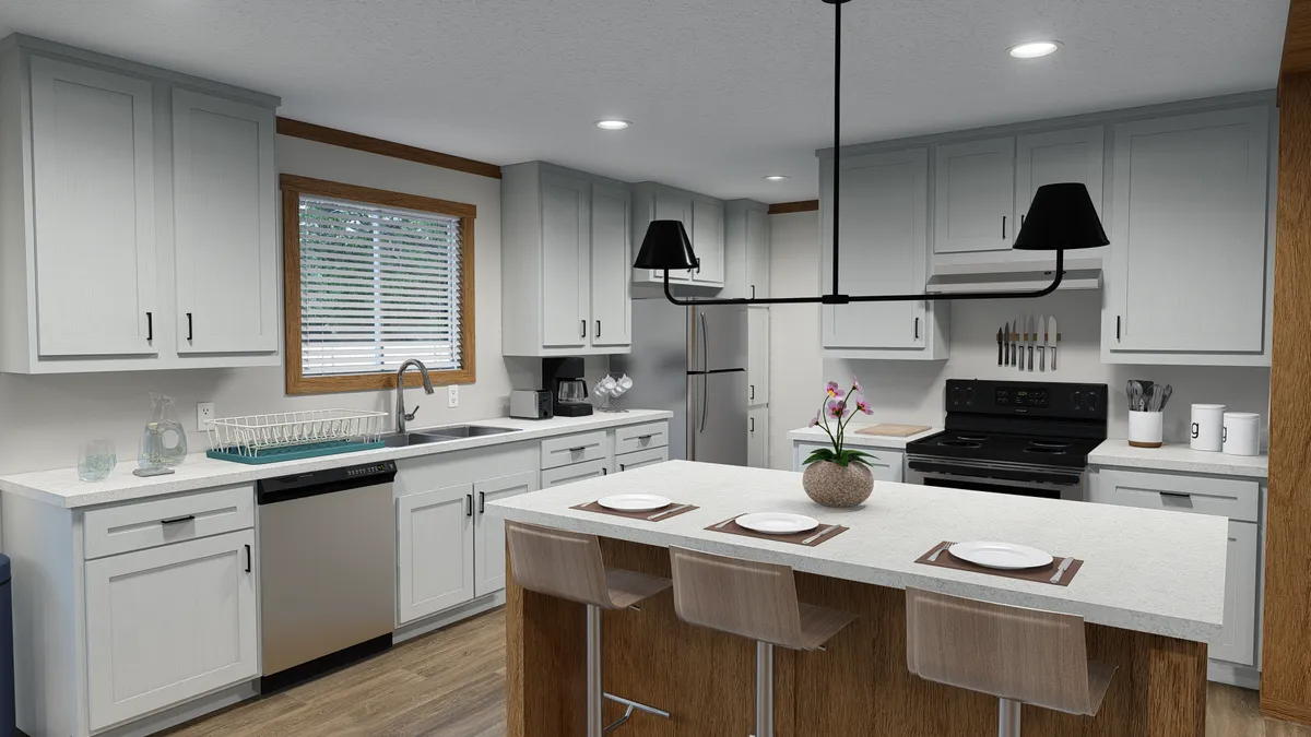 The HUDSON Kitchen. This Manufactured Mobile Home features 3 bedrooms and 2 baths.