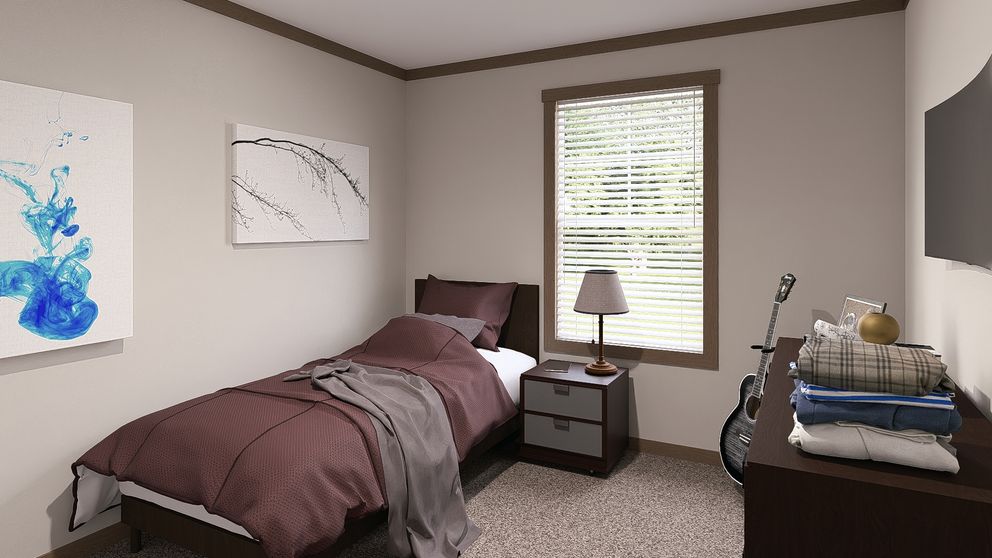 The WILDER Guest Bedroom. This Manufactured Mobile Home features 3 bedrooms and 2 baths.